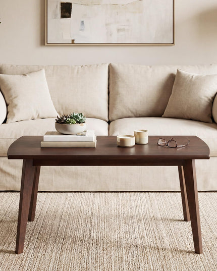 Giantex 34.5" Solid Wood Coffee Table with Tapered Legs