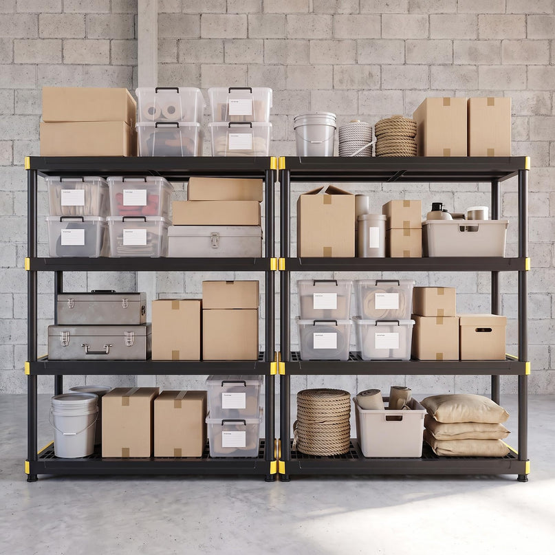 GIANTEX 4-Tier Freestanding Plastic Storage Shelf with Anti-Tipping Kit & Adjustable Feet