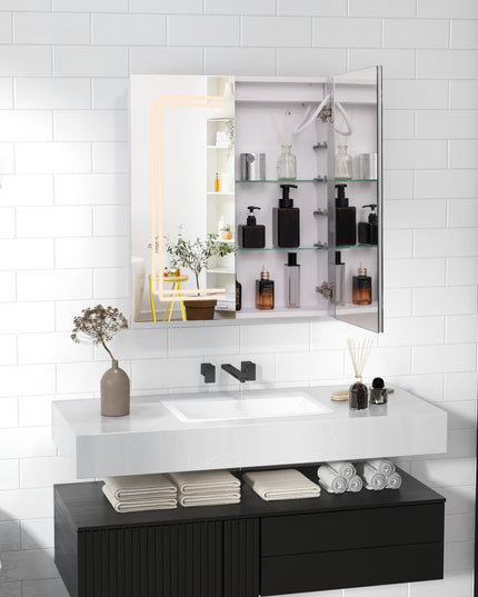 Giantex  LED Lighted Bathroom Mirror Cabinet with 3 Light Colors