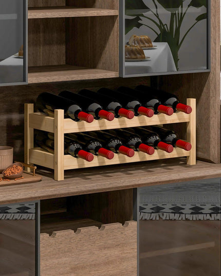 Giantex Bamboo Wine Rack, 2/3 Tier 12/18 Bottle Wine Storage Cabinet Shelf