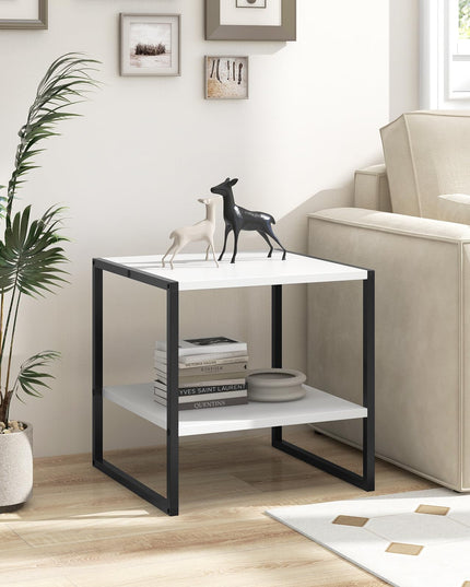Giantex 20 Inch End Table, Modern Square Side Table with Storage Shelf, Small Coffee Table for Living Room