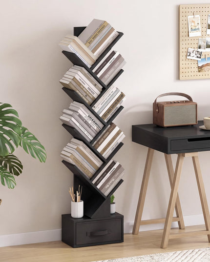 GIANTEX 9-Tier Tree Bookshelf with Drawer for Home Office