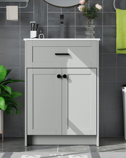 Giantex 24” Undermount Bathroom Cabinet with Ceramic Basin