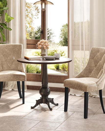 Giantex Upholstered Dining Chairs Set of 2/4, Tufted Wingback Kitchen Chairs w/Solid Wood Legs, Padded Seat