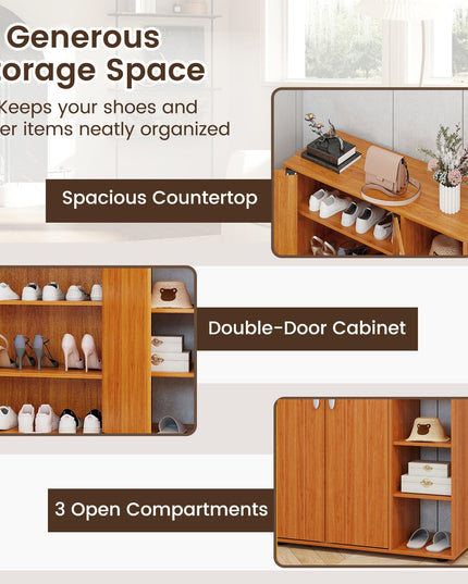 Giantex Wood Shoe Cabinet with Doors for Entryway