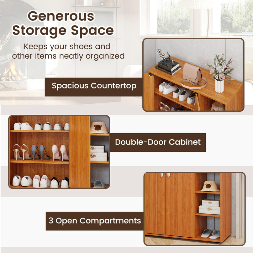 Giantex Wood Shoe Cabinet with Doors for Entryway