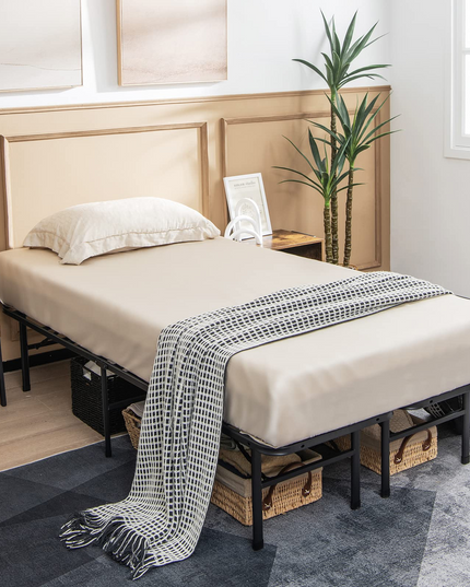Giantex Folding Bed Frame Steel Platform Bed Twin/Full Size Portable Bed