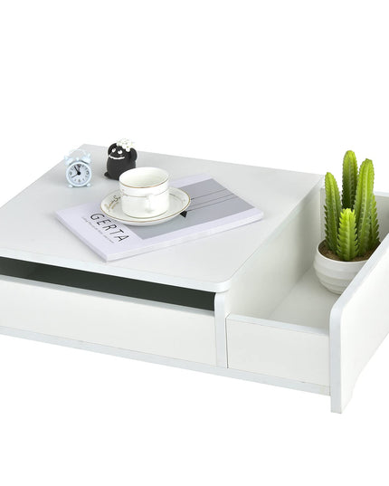 Countertop Vanity with Flip Top Mirror, 24inch Tabletop Laptop Desk with 2 Compartments Organizer