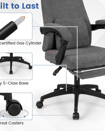 Giantex Reclining Office Chair with Padded Linkage Armrests