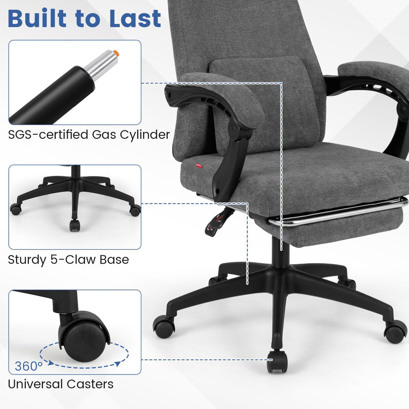 Giantex Reclining Office Chair with Padded Linkage Armrests