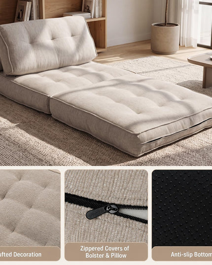 Giantex 3-in-1 Folding Sofa Bed with Bolster & Pillow