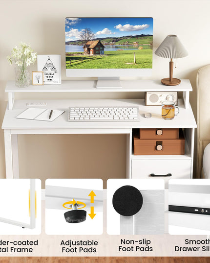 Giantex 48 Inch Computer Desk with Power Outlets & File Drawer
