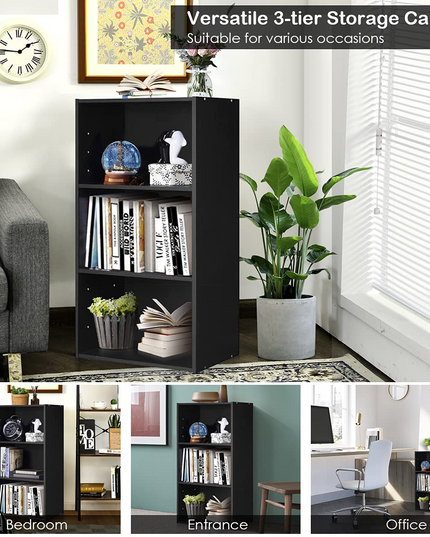 3 Shelf Bookcase Book Shelves Open Storage Cabinet