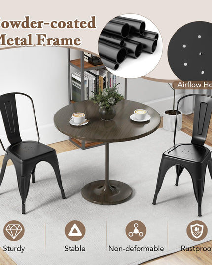 Giantex Metal Dining Chairs Set of 4, Farmhouse Kitchen Chairs with Removable Backrest