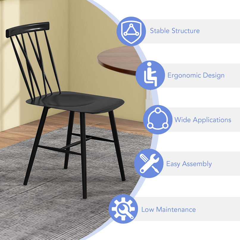 Giantex Metal Dining Chairs Set, Farmhouse Kitchen Chairs w/High Cross Backrest & Curved Seat