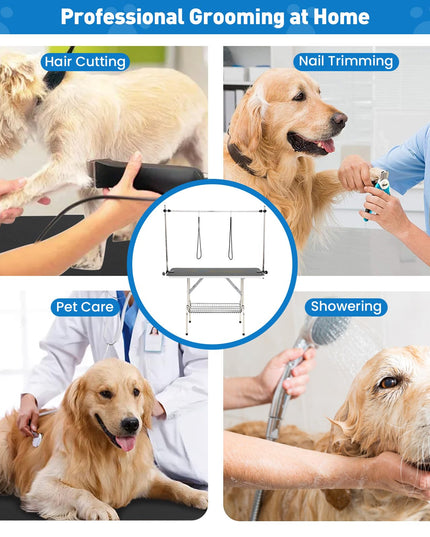 Giantex 47'' Dog Grooming Table with Adjustable Arm & 2 Nooses