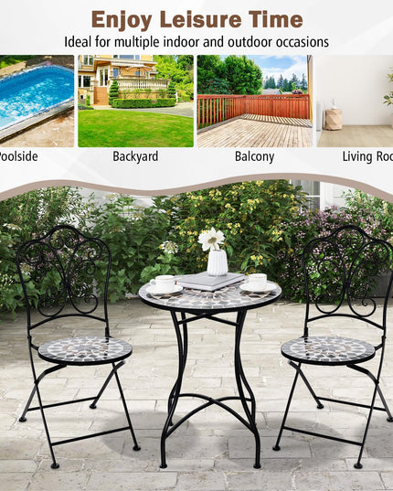 Giantex 24 Inch Patio Bistro Table, Mosaic Round Table w/Ceramic Tile Tabletop