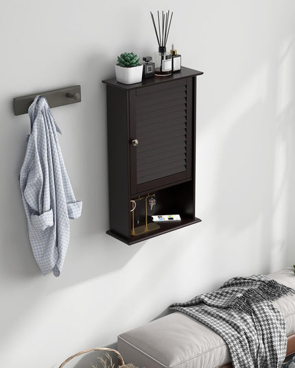 Giantex Bathroom Wall Mount Cabinet - Over The Toilet Storage Organizer with Single Door and Adjustable Shel
