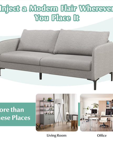 Giantex Upholstered Sofa Couch, 76" Modern Grey Loveseat