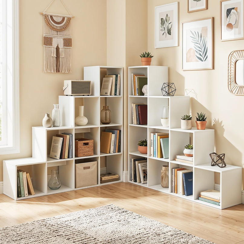 Giantex 51" Wooden 10-Cube Stepped Bookcase for Living Room