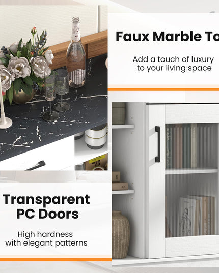 Giantex Sideboard Buffet Cabinet with 2 Drawers, Kitchen Storage Cabinet w/2 Doors, Open Compartments