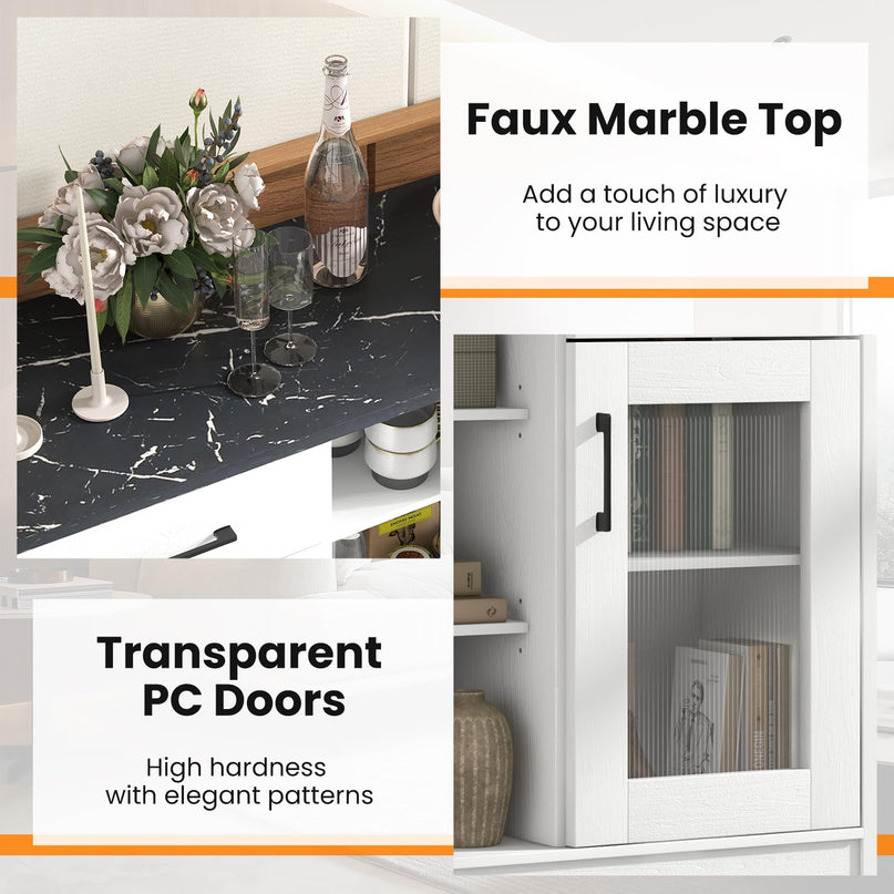 Giantex Sideboard Buffet Cabinet with 2 Drawers, Kitchen Storage Cabinet w/2 Doors, Open Compartments