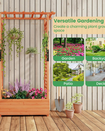 Giantex Raised Garden Bed with 2-Sided Trellis & Hanging Roof