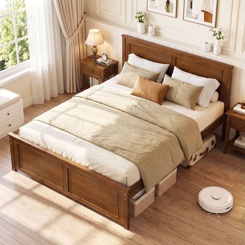 Giantex Wood Full/Twin/Queen Size Bed Frame w/Wooden Slat Support Mattress Foundation