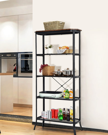 Giantex Industrial Bookshelf, 5-Tier Vintage Bookcase