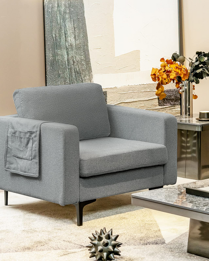 Giantex Modern Accent Chair w/Comfy Thick Cushion, Magazine Pockets