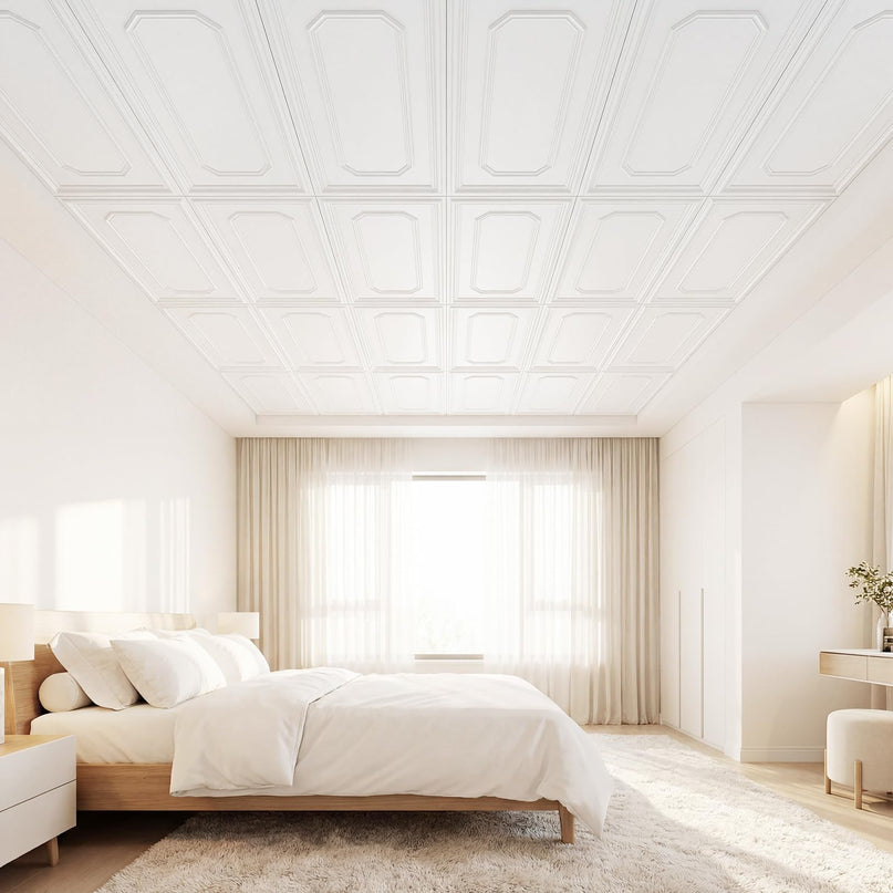 Giantex 48"x24" Decorative Ceiling Tiles with Raised Design
