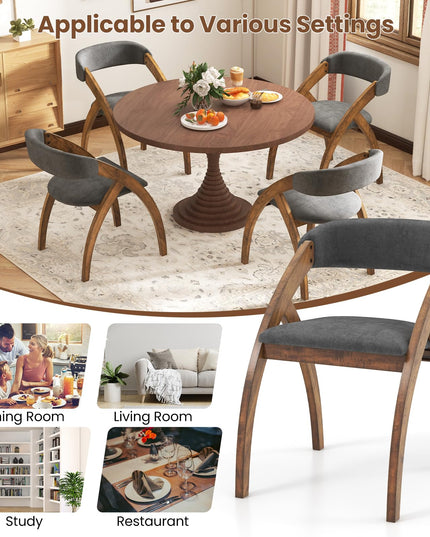 Giantex Wooden Dining Chairs, Upholstered Kitchen Chairs w/Arched Rubber Wood Legs