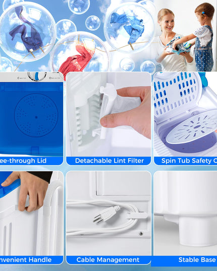 Giantex Portable Washing Machine, 17.6lbs Compact Portable Washer Twin Tub Combo with Pump Drain