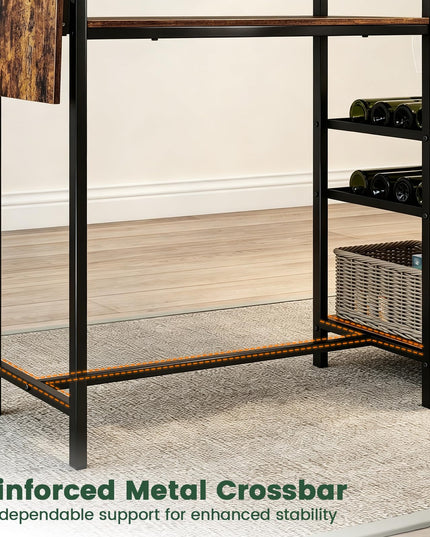 GIANTEX 55" Drop Leaf Bar Table for 2-4 with LED Light