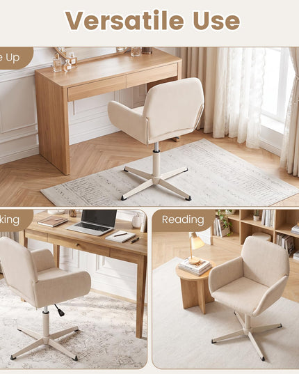 GIANTEX Vanity Chair with Back | 360° Swivel Armchair w/Adjustable Height (1/2)