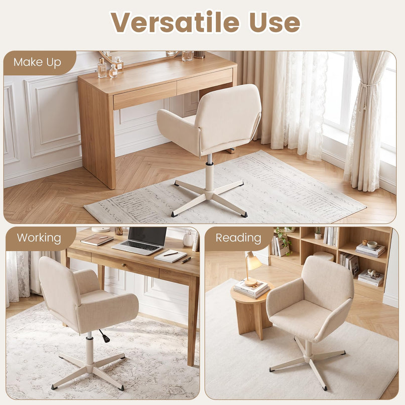GIANTEX Vanity Chair with Back | 360° Swivel Armchair w/Adjustable Height (1/2)