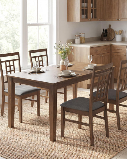 Giantex Farmhouse Kitchen Chairs with Upholstered Cushioned Seat and Lattice Back