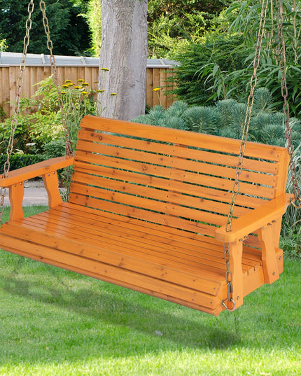 Giantex Wooden Porch Swing 2 Seat - Outdoor Swinging Chairs