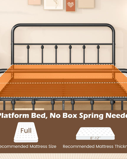 Giantex Metal Platform Bed Frame, Victorian Style Platform Bed with Headboard & Footboard