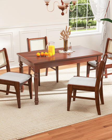 Giantex Rattan Dining Chairs Set of 2/4, Wooden Kitchen Chairs w/Cane Back, Rubber Wood Frame