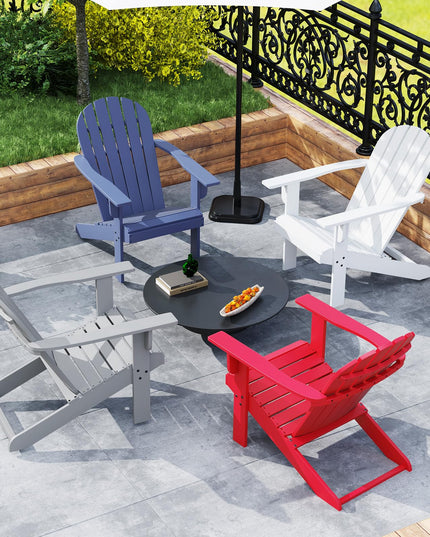 Giantex Acacia Wood Adirondack Chair Set of 1/2/4, Outdoor Fire Pit Chair with 105° Inclined Seat