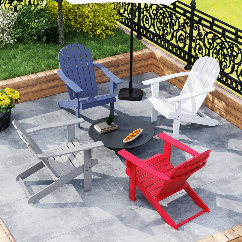 Giantex Acacia Wood Adirondack Chair Set of 1/2/4, Outdoor Fire Pit Chair with 105° Inclined Seat