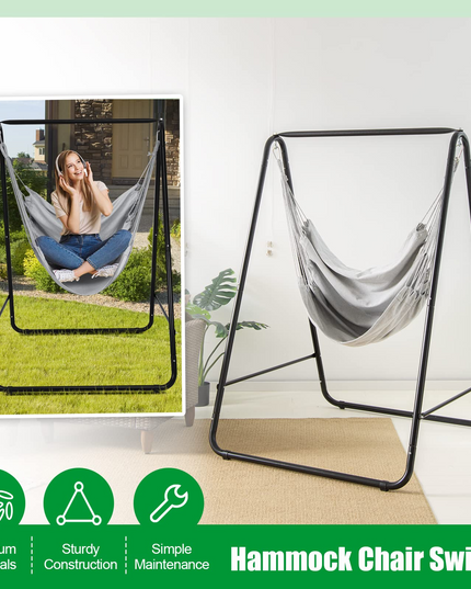 Heavy-Duty Powder-Coated Steel Stand with Hanging Swing Chair