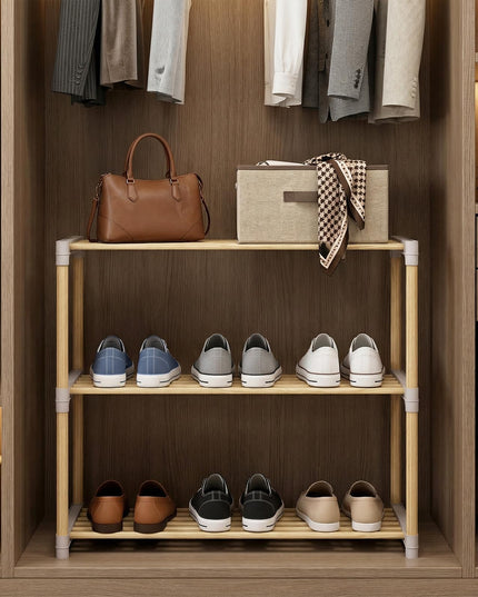 Meuble à chaussures en bois de pin Giantex pour entrée avec étagères ajourées