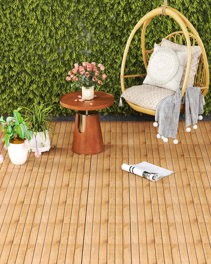 Giantex 30 PCS Acacia Wood Interlocking Patio Deck Tiles
