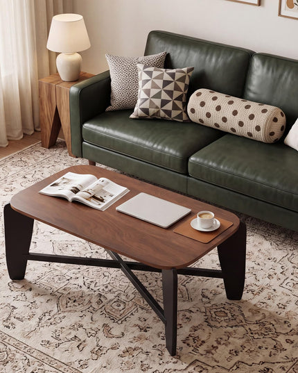 GIANTEX Wood Coffee Table 35.5" Center Table for Living Room