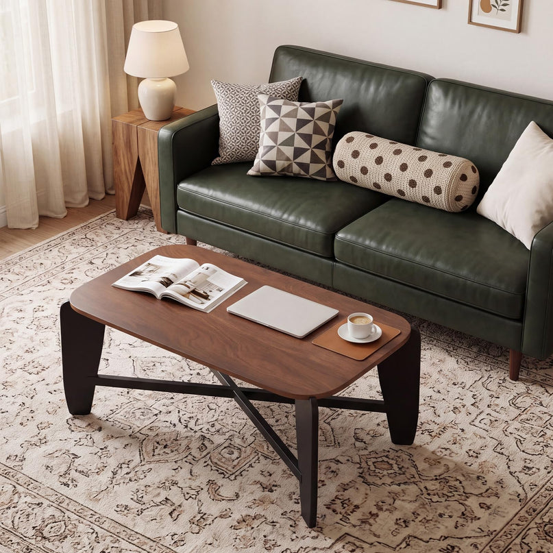 GIANTEX Wood Coffee Table 35.5" Center Table for Living Room