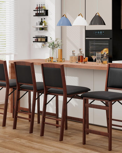 Giantex Folding Counter Height Bar Stools Set of 2/4, 24.5" Farmhouse Barstools w/Padded Back & Seat