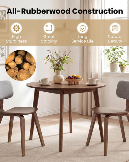 Giantex Rubber Wood Dining Room Chairs with Teddy Velvet Padded Backrest & Ergonomic Seat