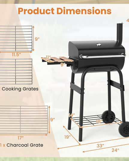 Giantex Portable Charcoal Grill with Foldable Side Table